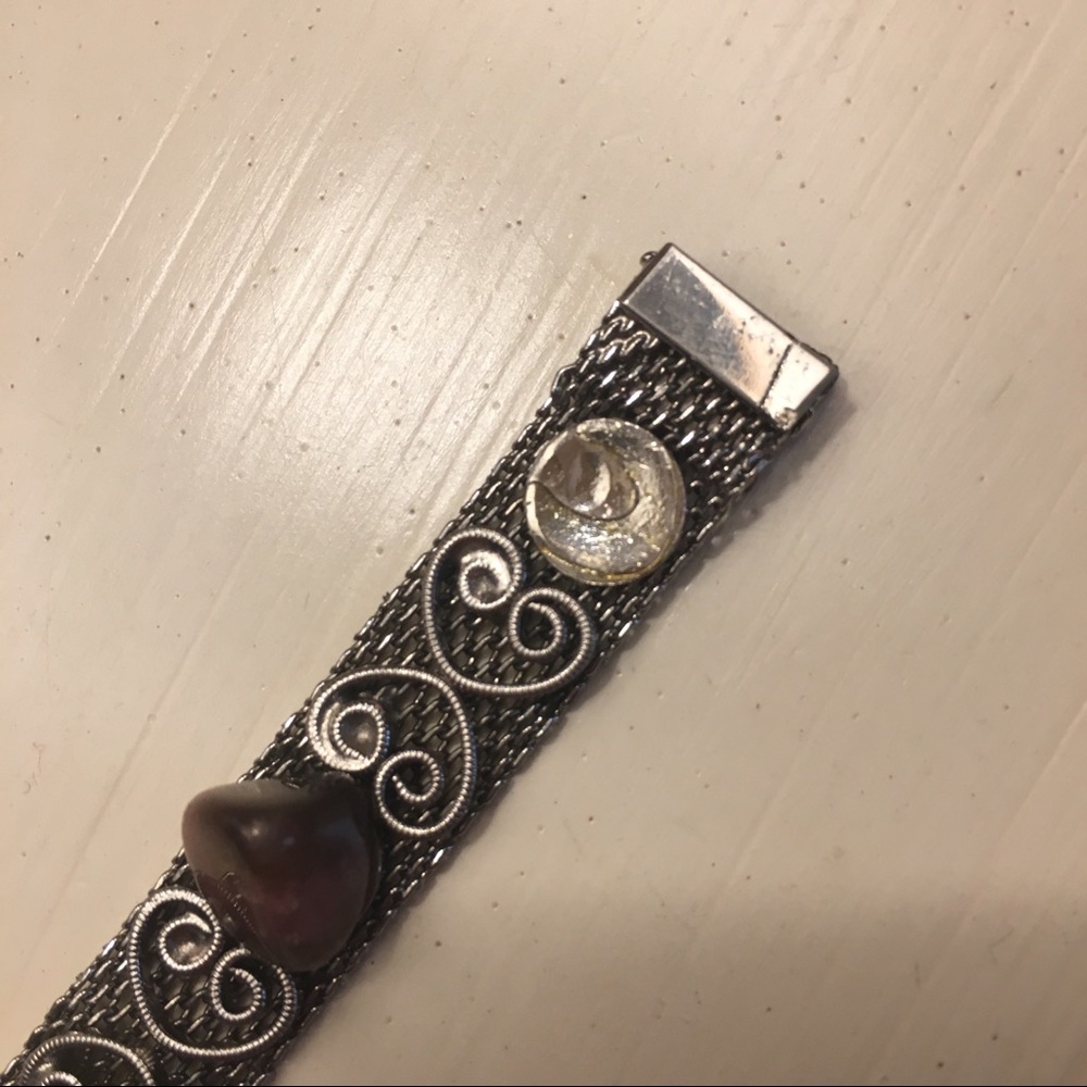 Vintage Silver & Stone Bracelet - Picture 4 of 7